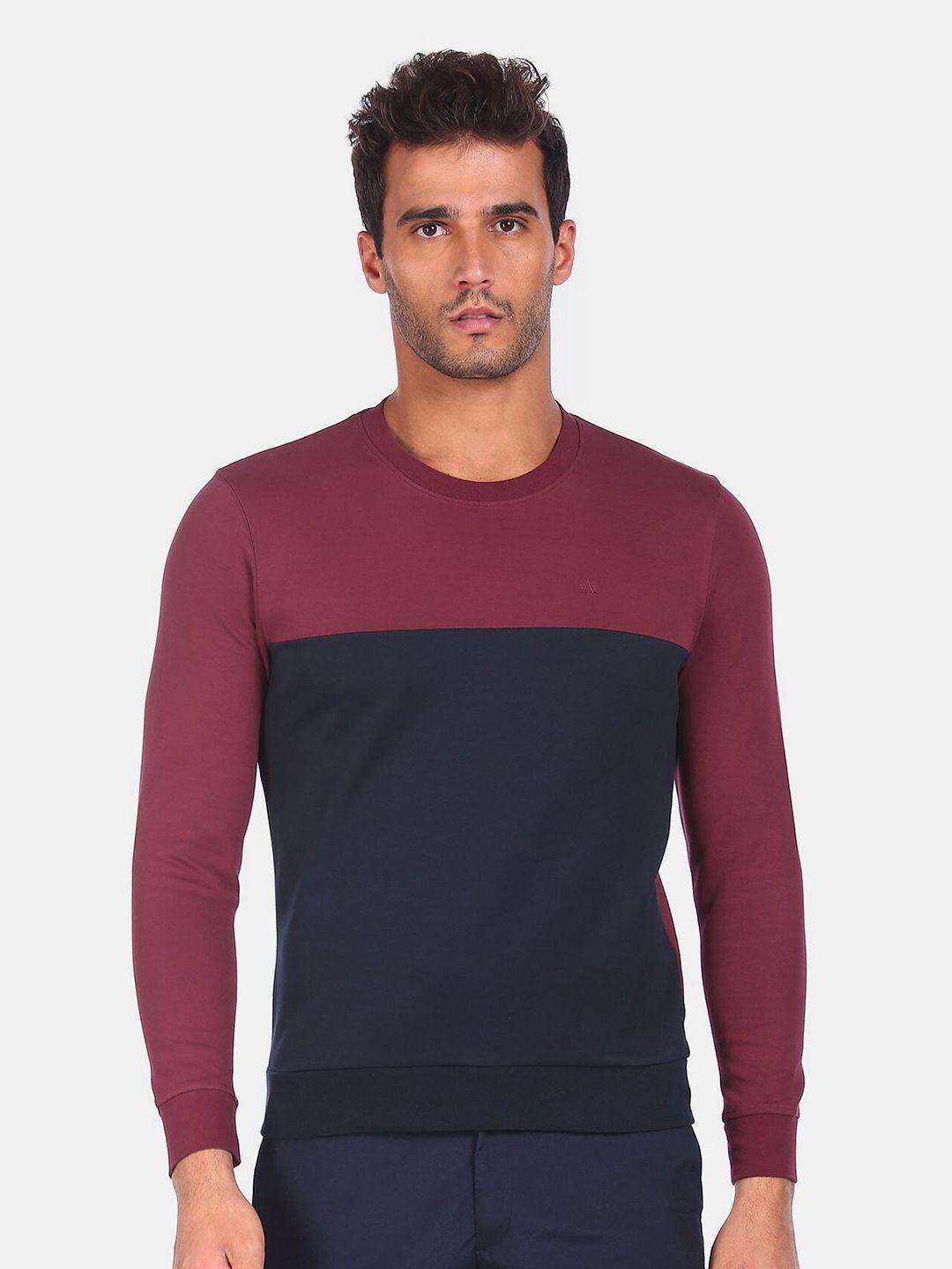 arrow sport men red colourblocked sweatshirt