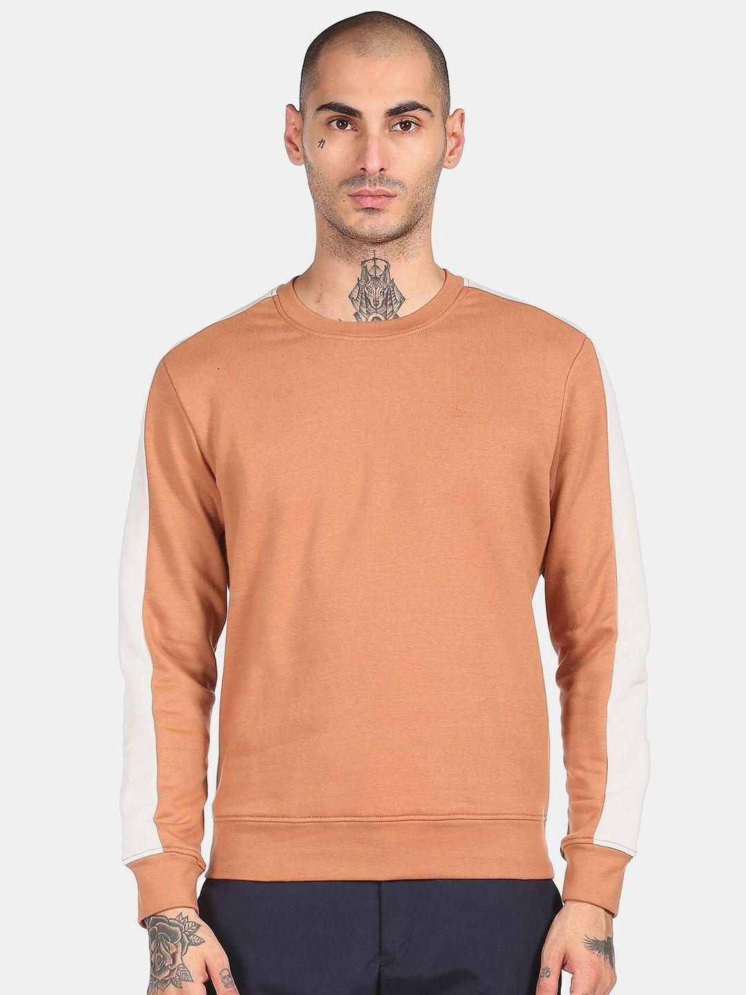 arrow sport men brown colourblocked sweatshirt