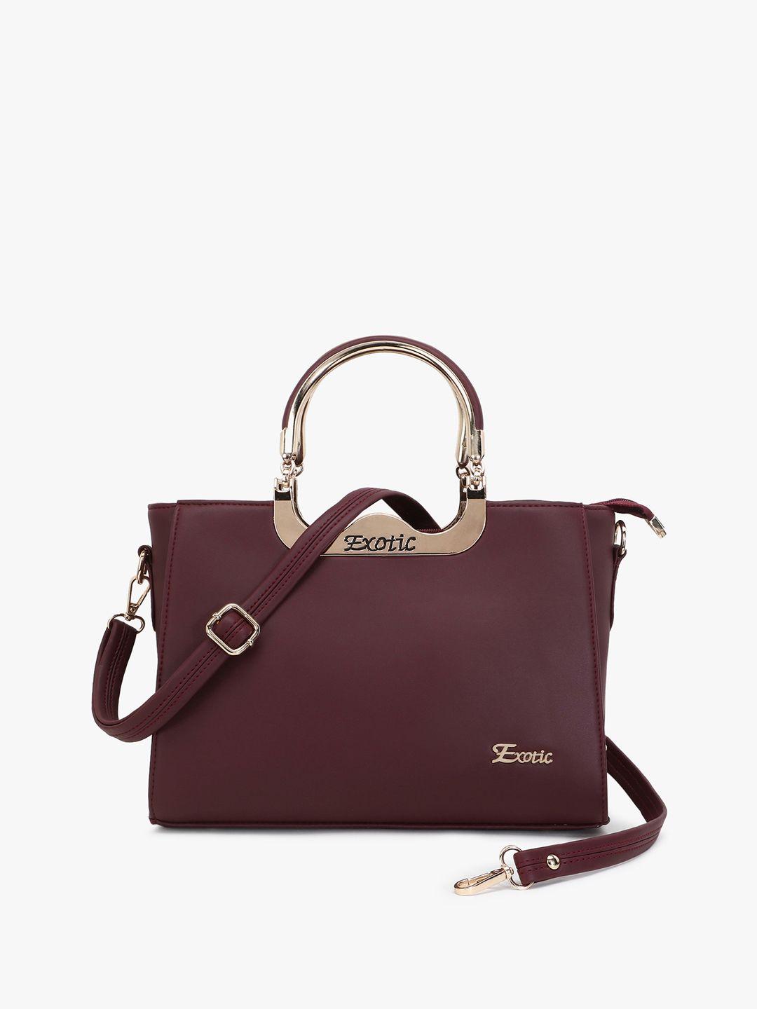 exotic maroon pu structured handheld bag