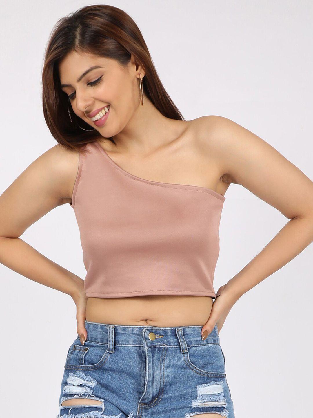 chimpaaanzee women pink one shoulder crop tube top