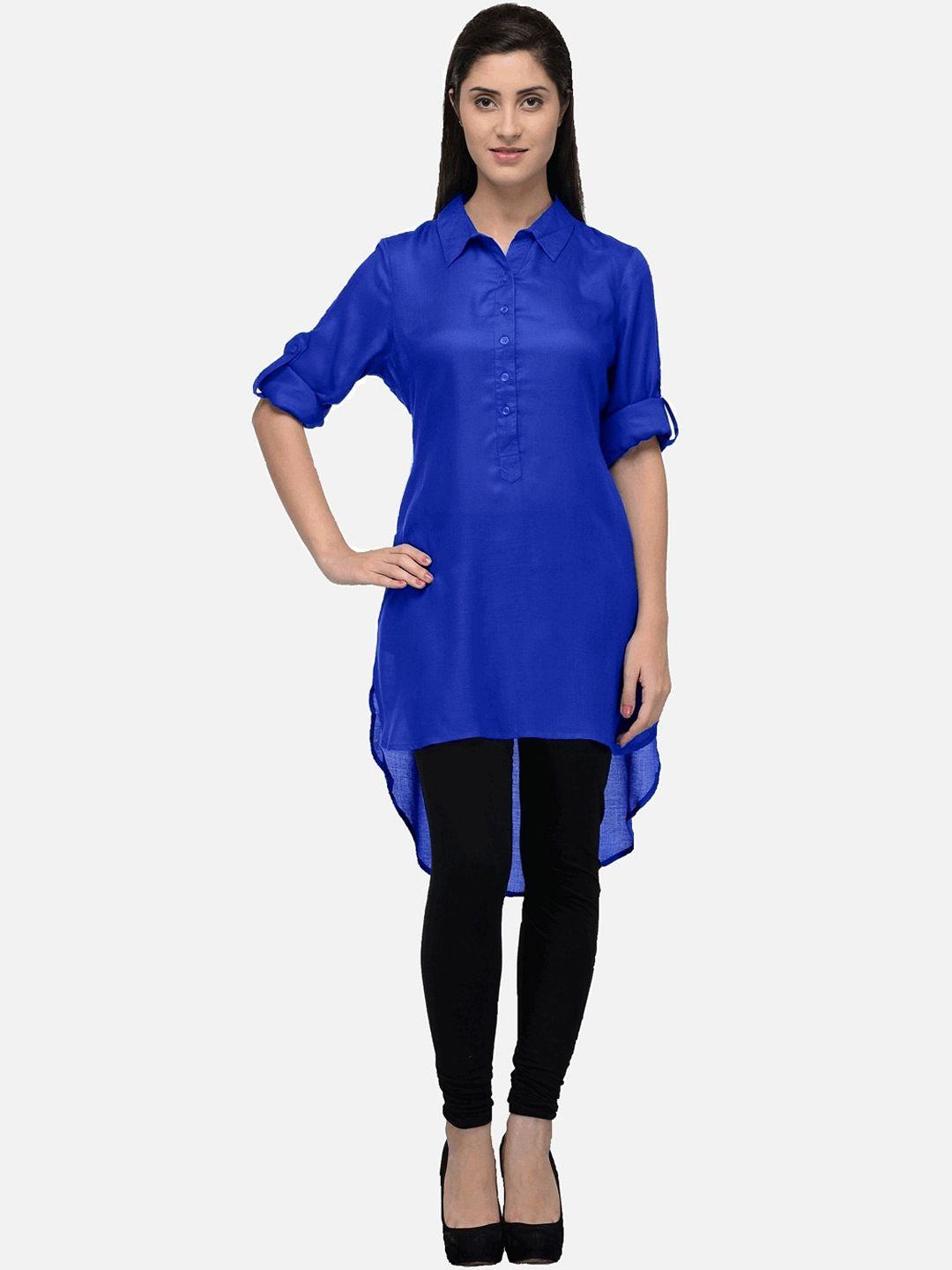 kalini women navy blue asymmetric pathani kurta