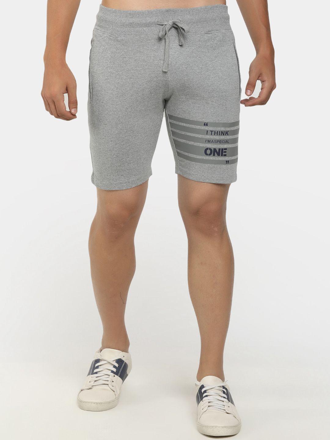 v-mart men grey printed cotton shorts