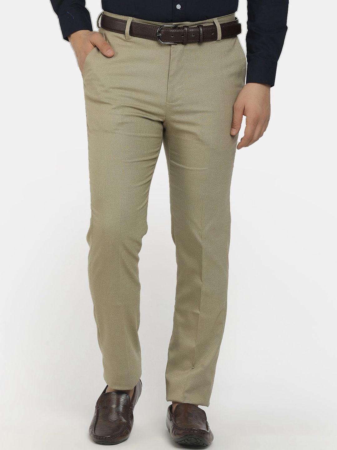 cherokee men beige slim fit trousers