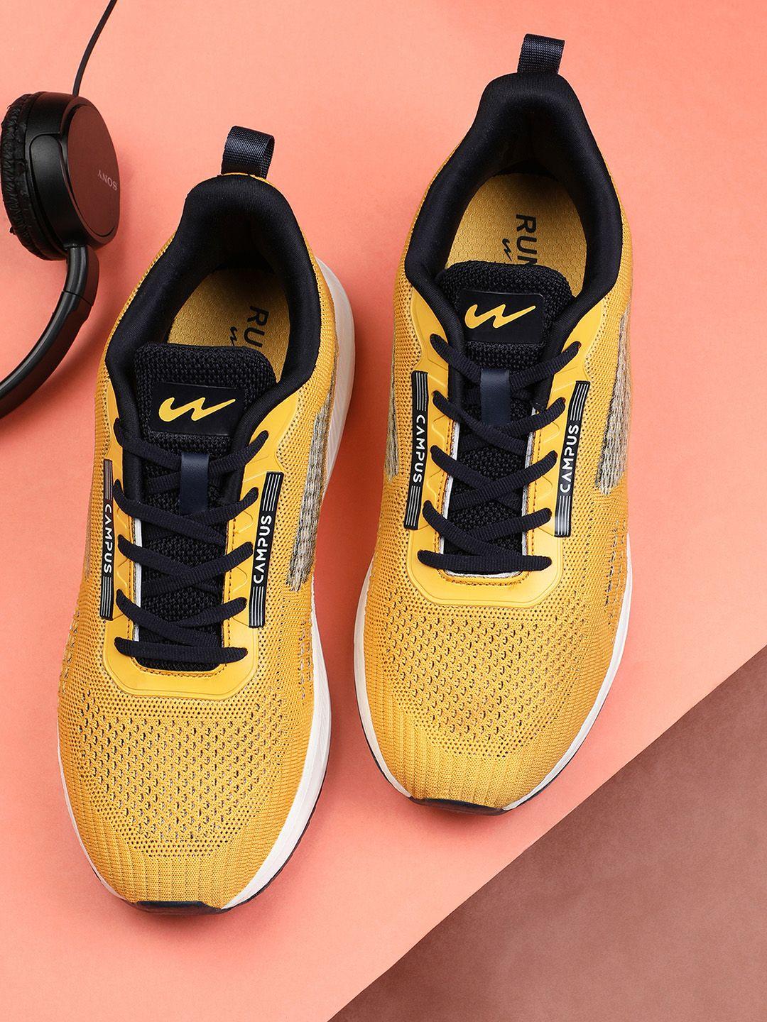 campus men mustard mesh running shoes