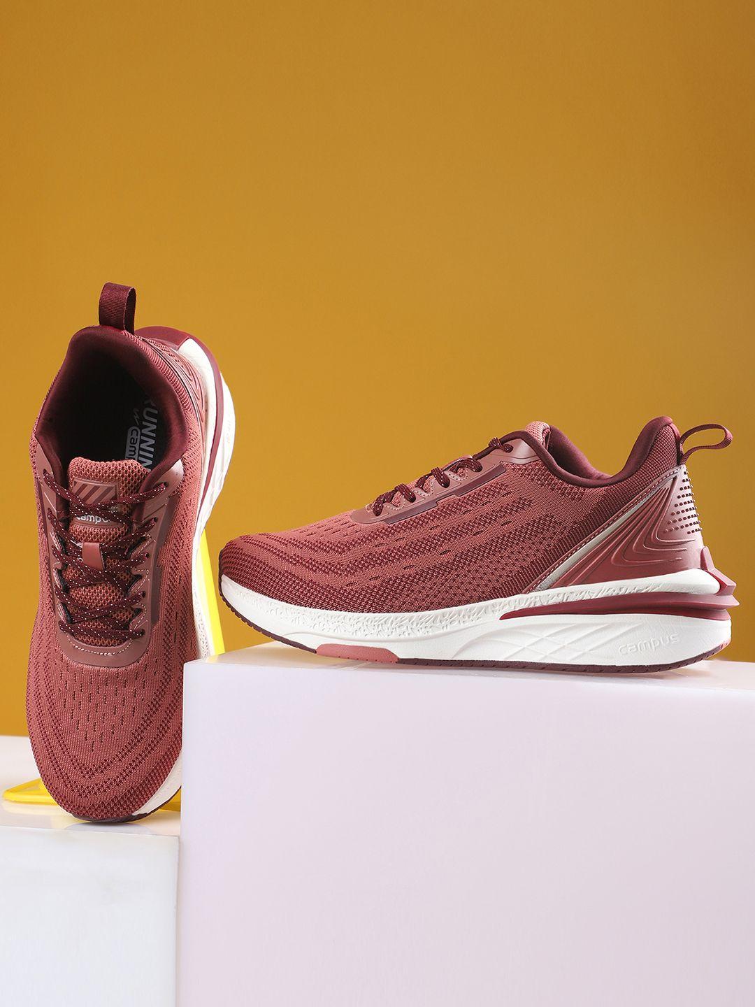 campus men maroon mesh running sports shoes