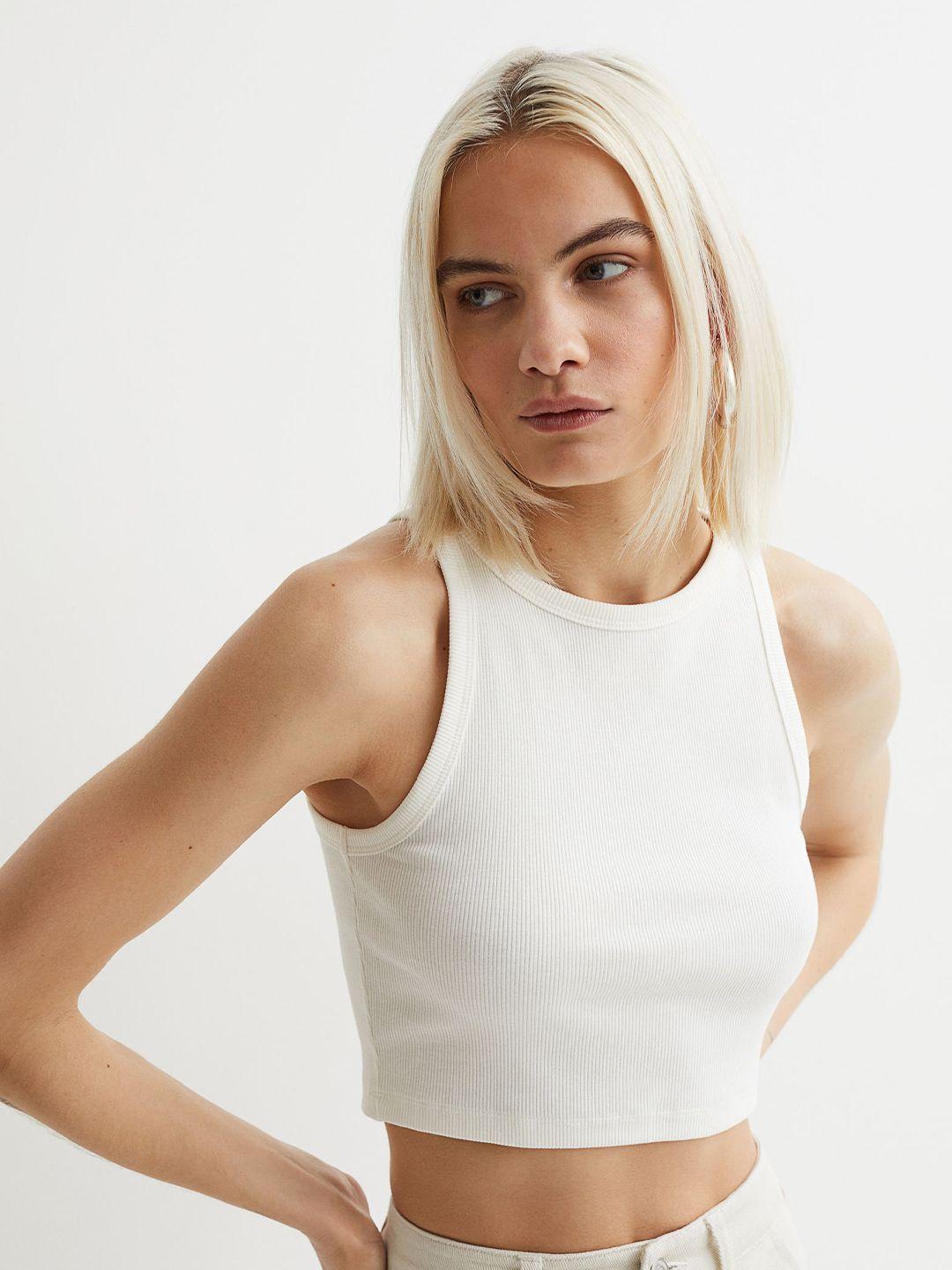 h&m white cropped vest top