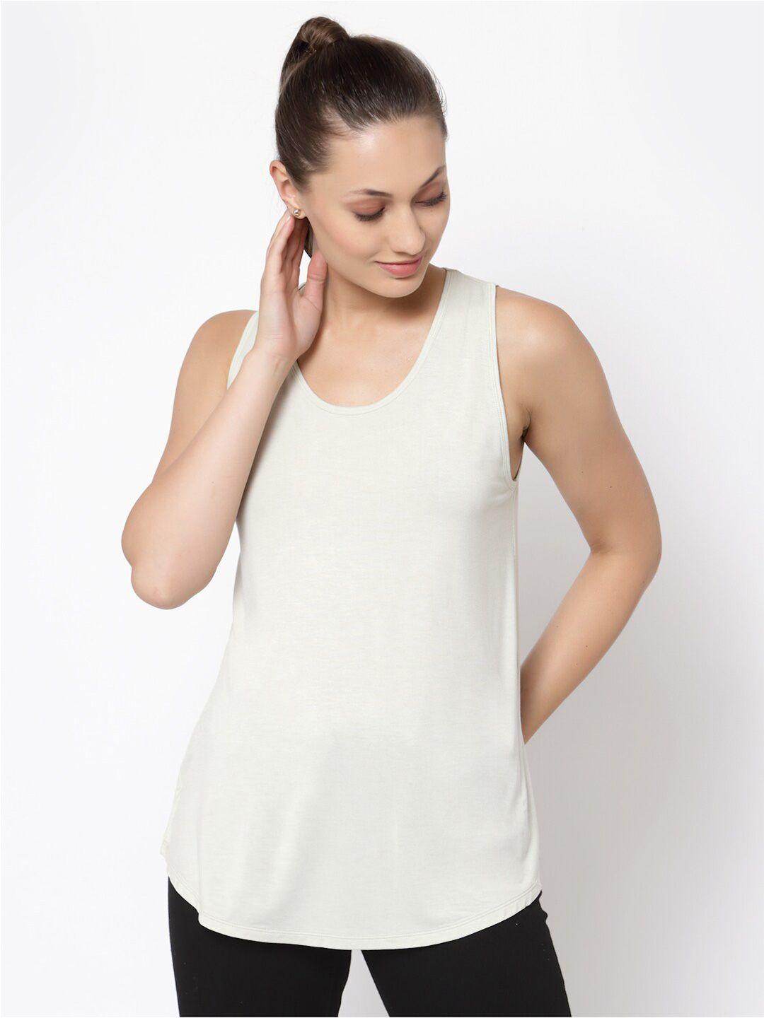 yoonoy women green solid tank cotton top