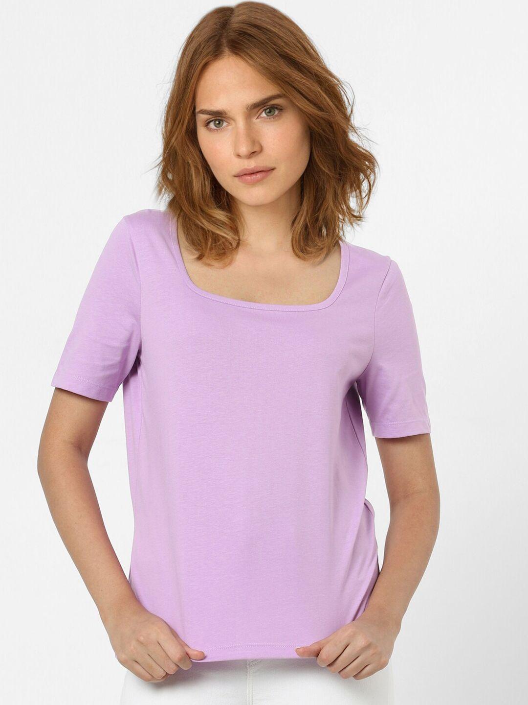 vero moda women lavender solid t-shirt