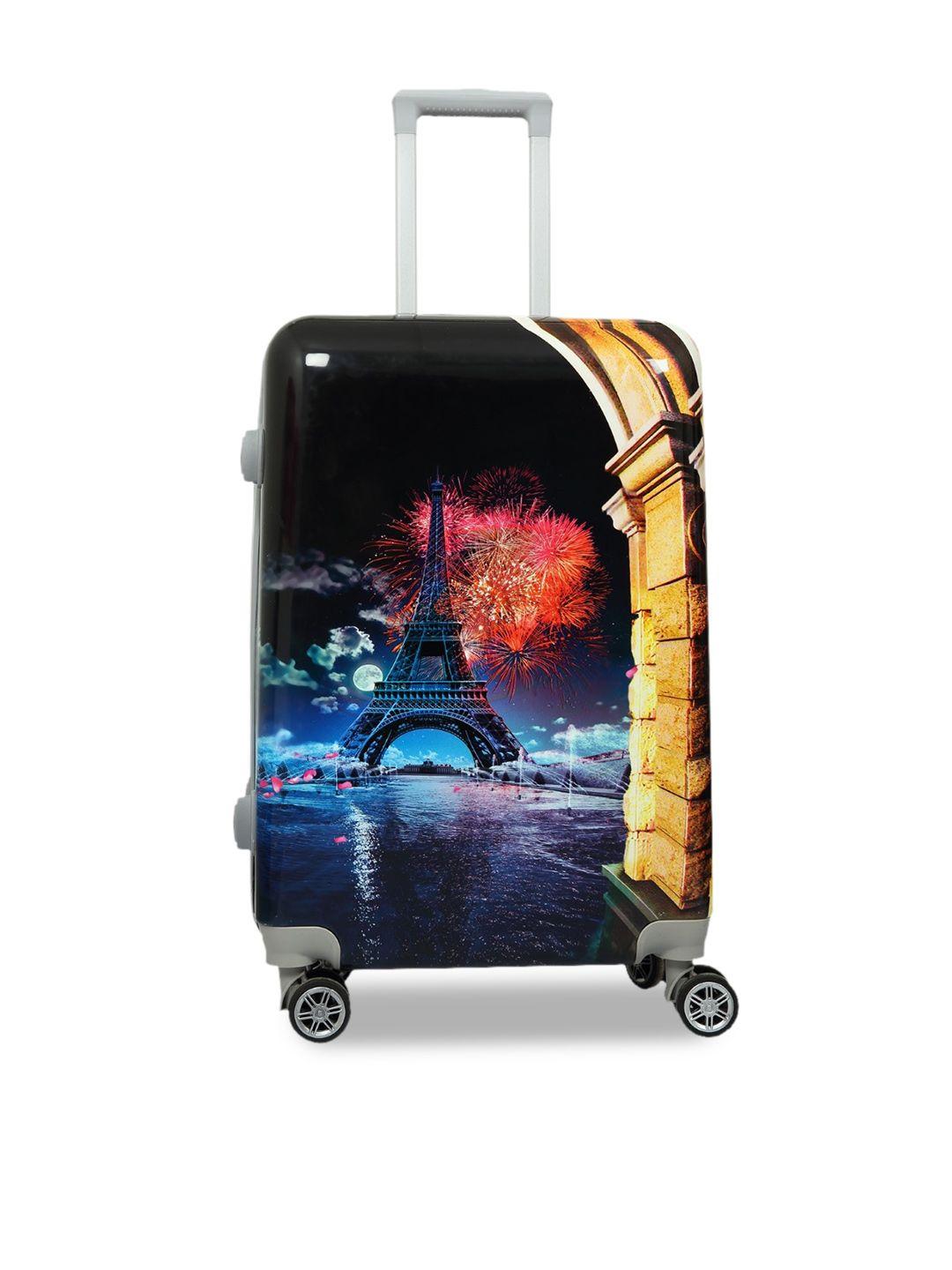 polo class black printed trolley bag