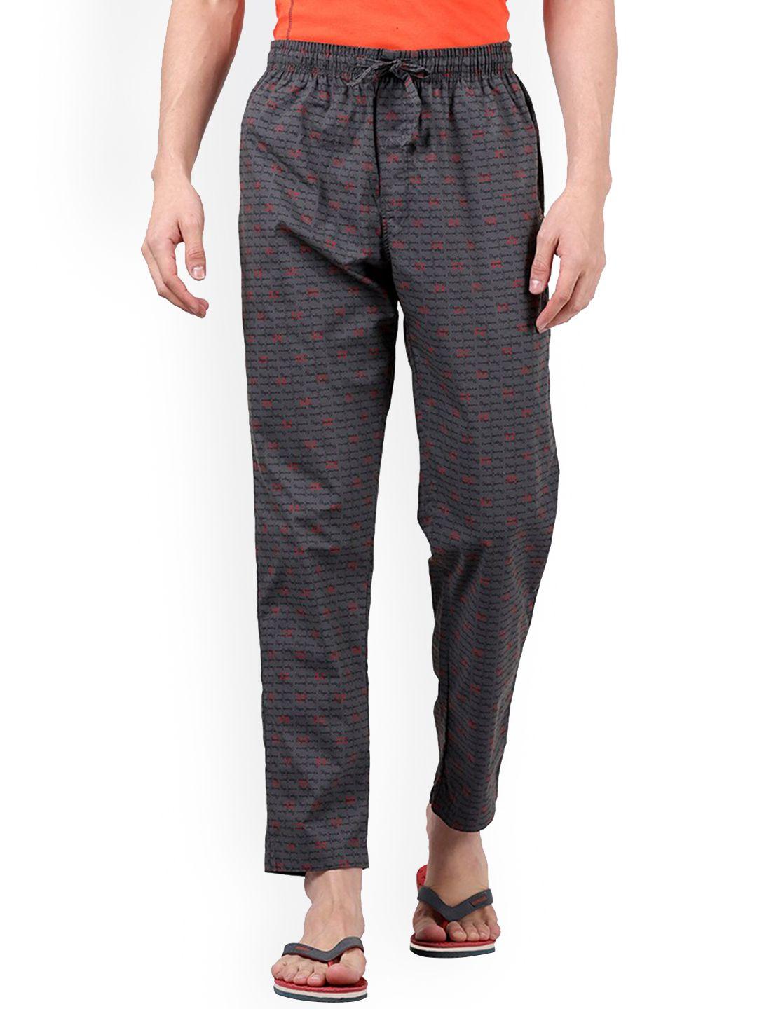 pepe jeans men grey printed lounge pants