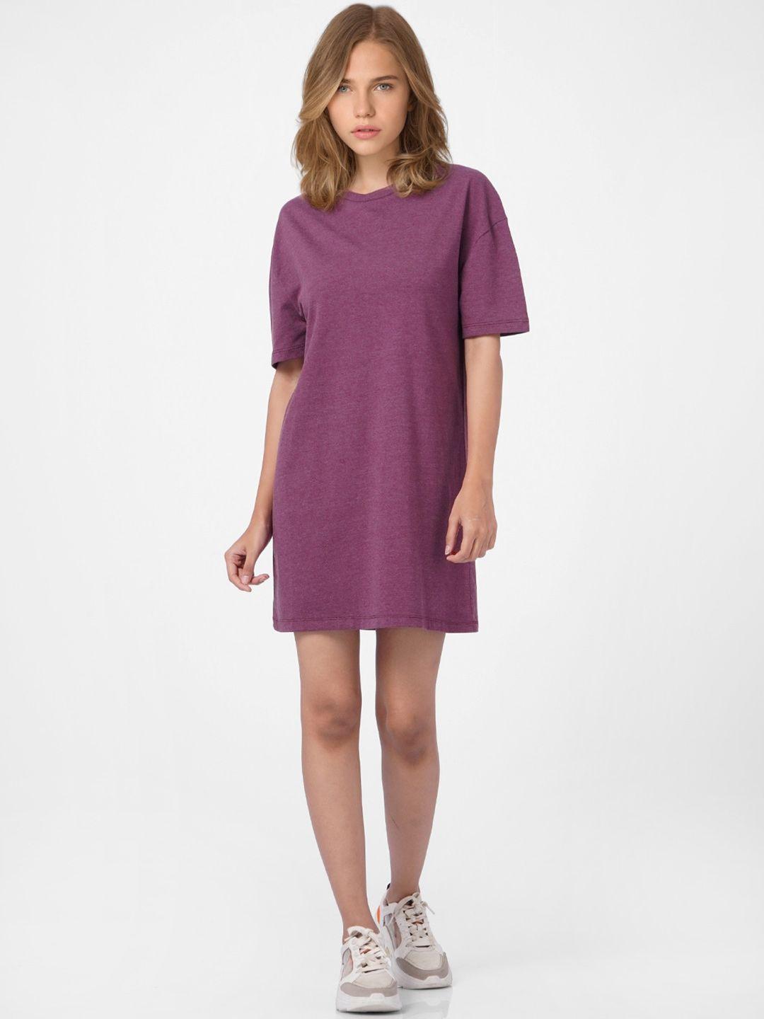 only women purple solid t-shirt dress