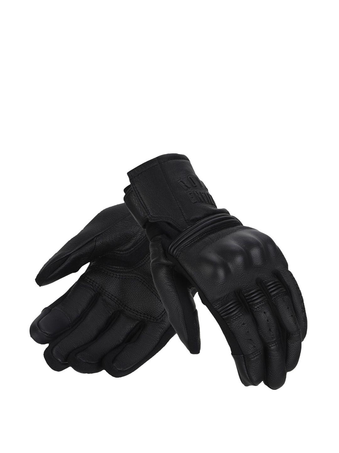 royal enfield men black leather  riding gloves