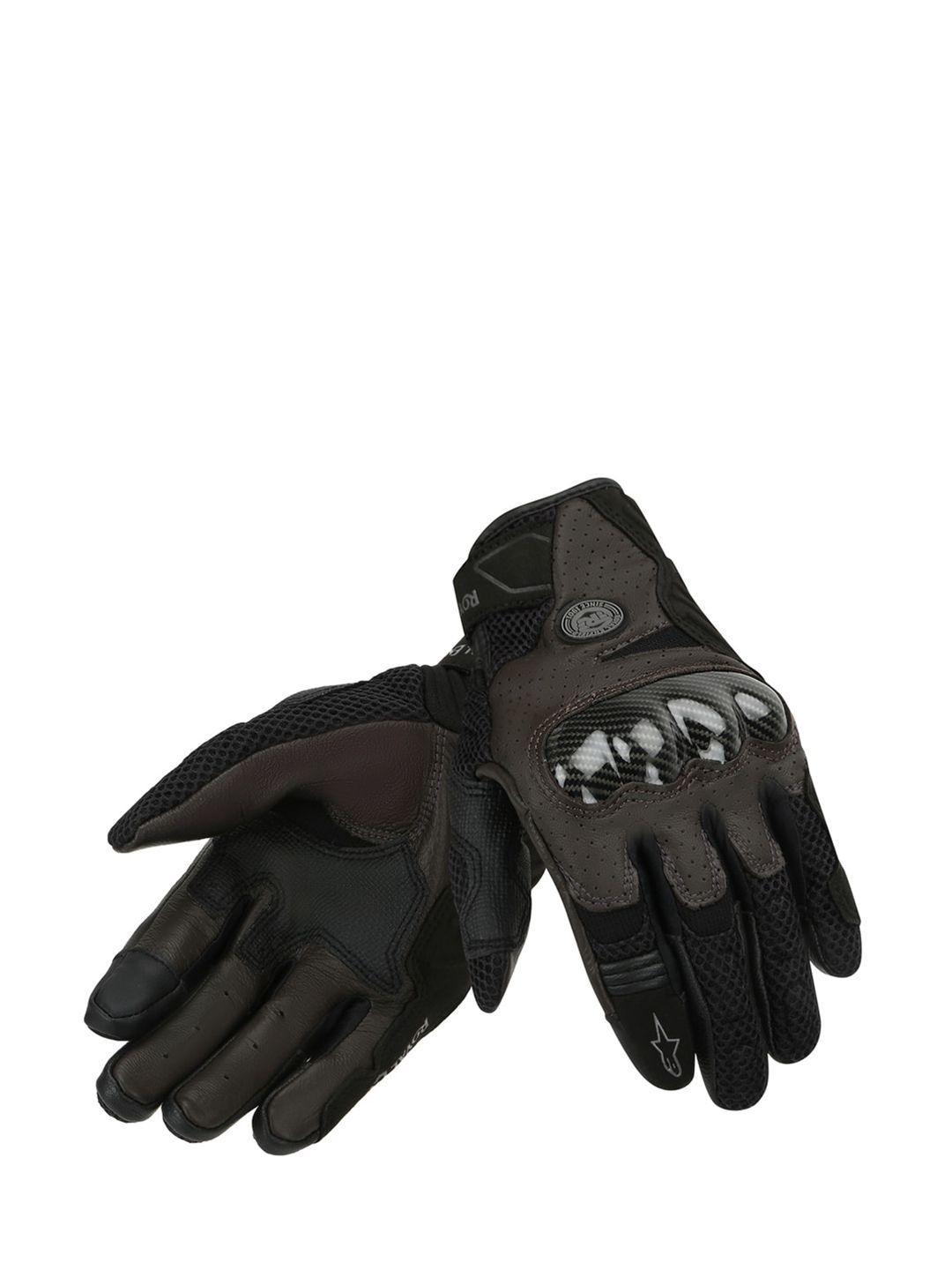 royal enfield men brown & black windstorm leather riding gloves