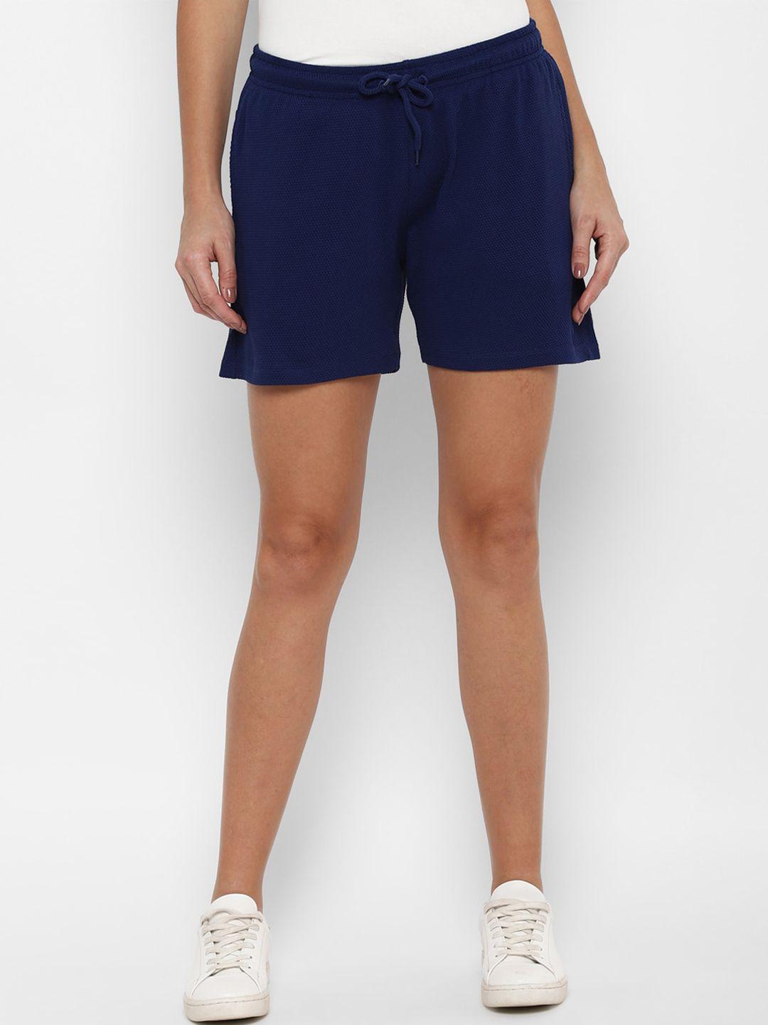 allen solly woman women navy blue pure cotton shorts