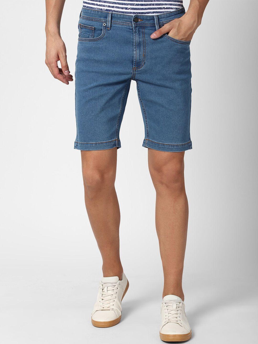 peter england casuals men blue denim shorts