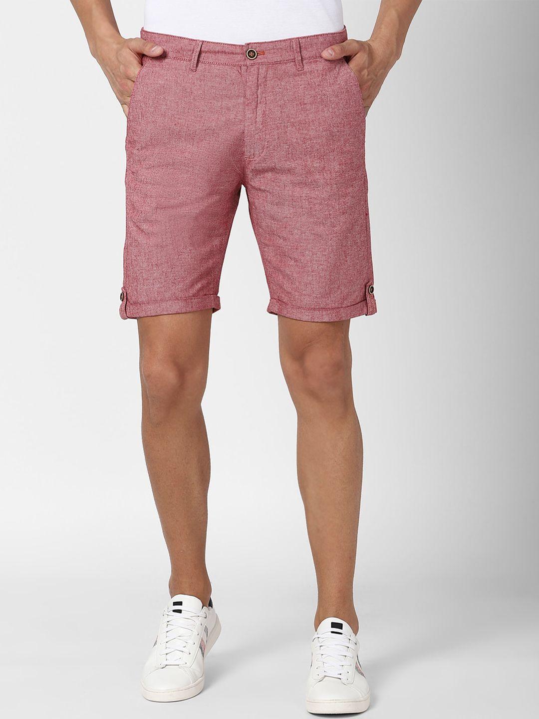 peter england casuals men pink solid shorts