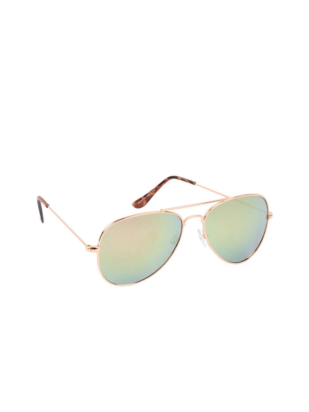 scavin unisex pink lens & gold-toned aviator sunglasses with uv protected lens