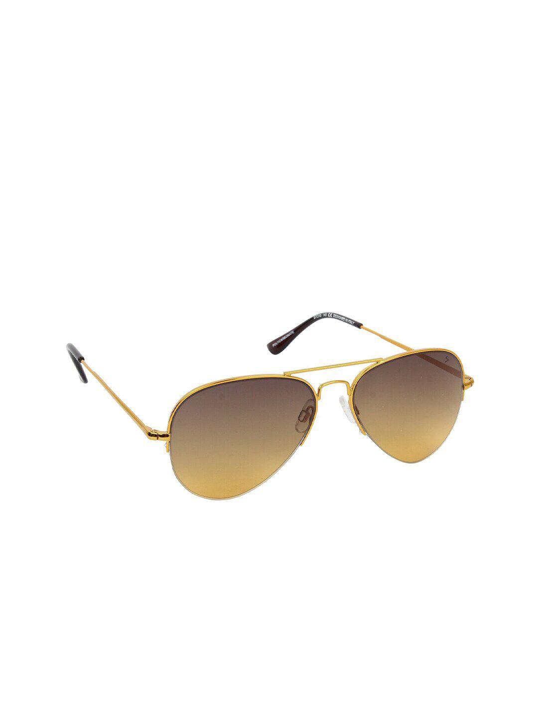 scavin unisex green lens & gold-toned aviator sunglasses with uv protected lens