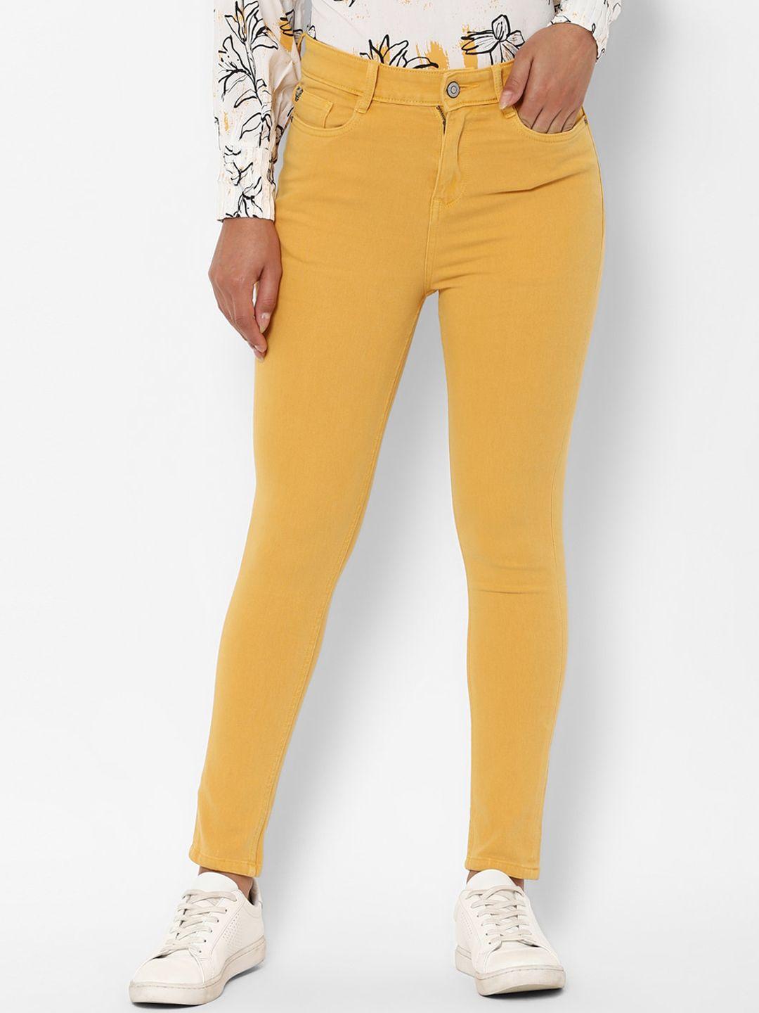 allen solly woman women yellow skinny fit jeans