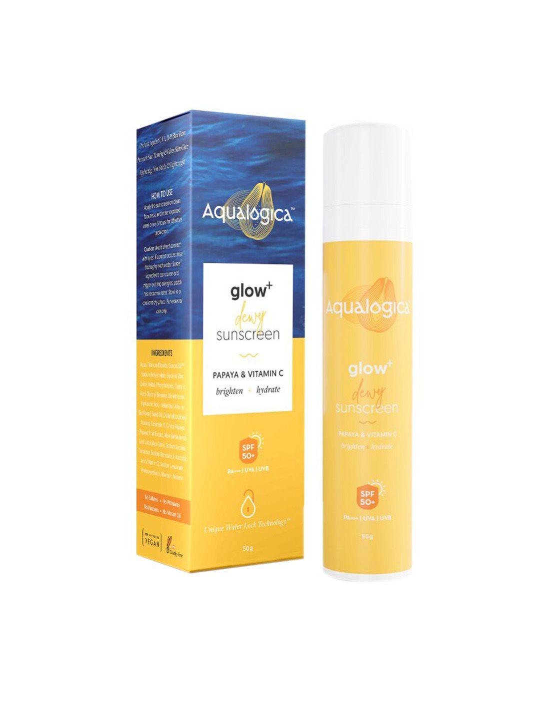 aqualogica papaya & vitamin c spf 50+ pa+++ glow+ dewy sunscreen - 50 g