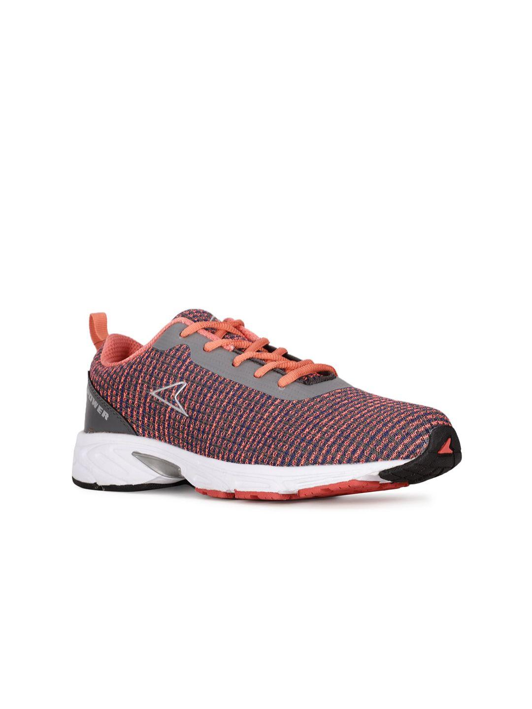 power women orange & navy blue woven design sneakers