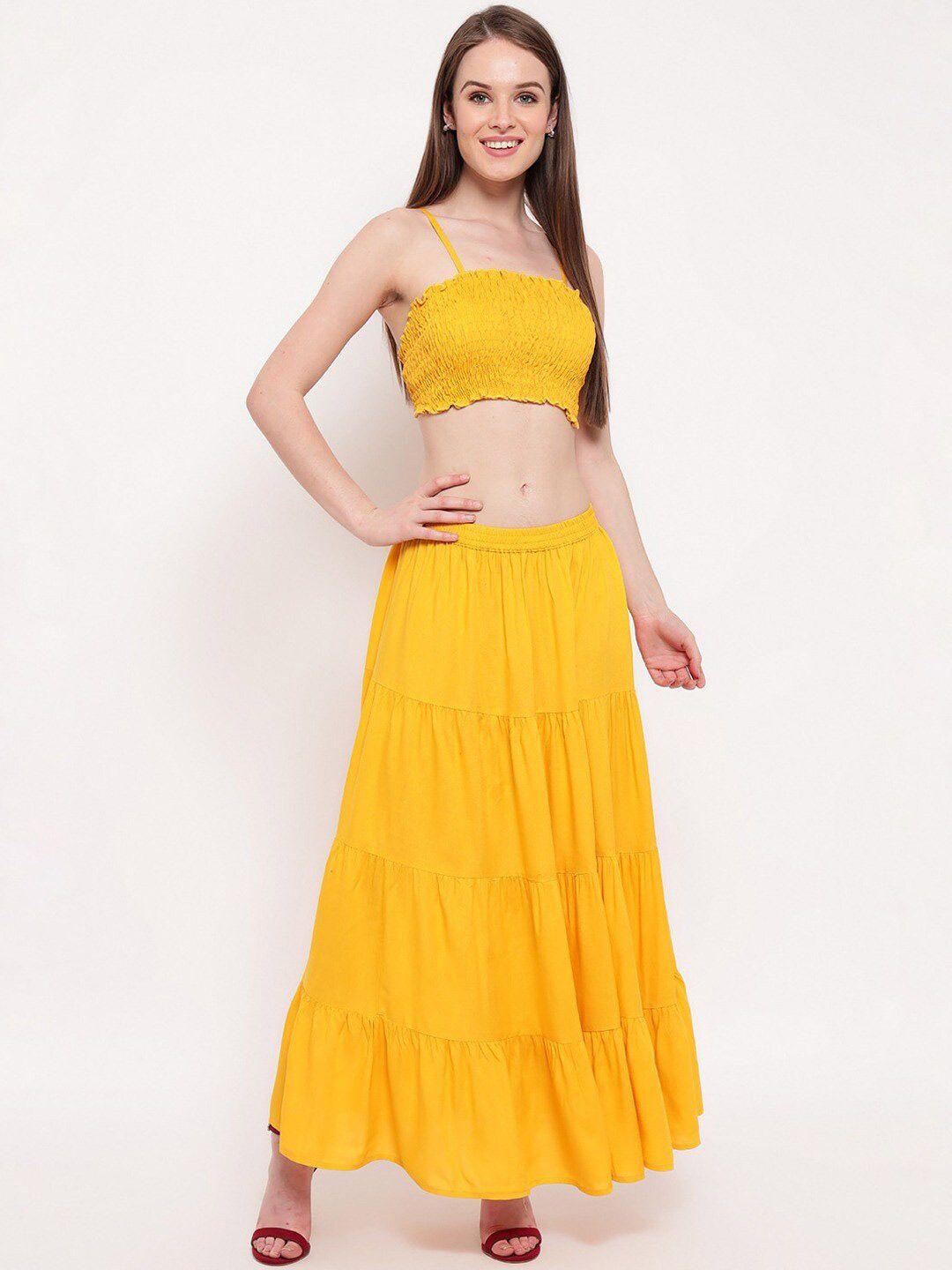 aawari women mustard yellow solid co-ords