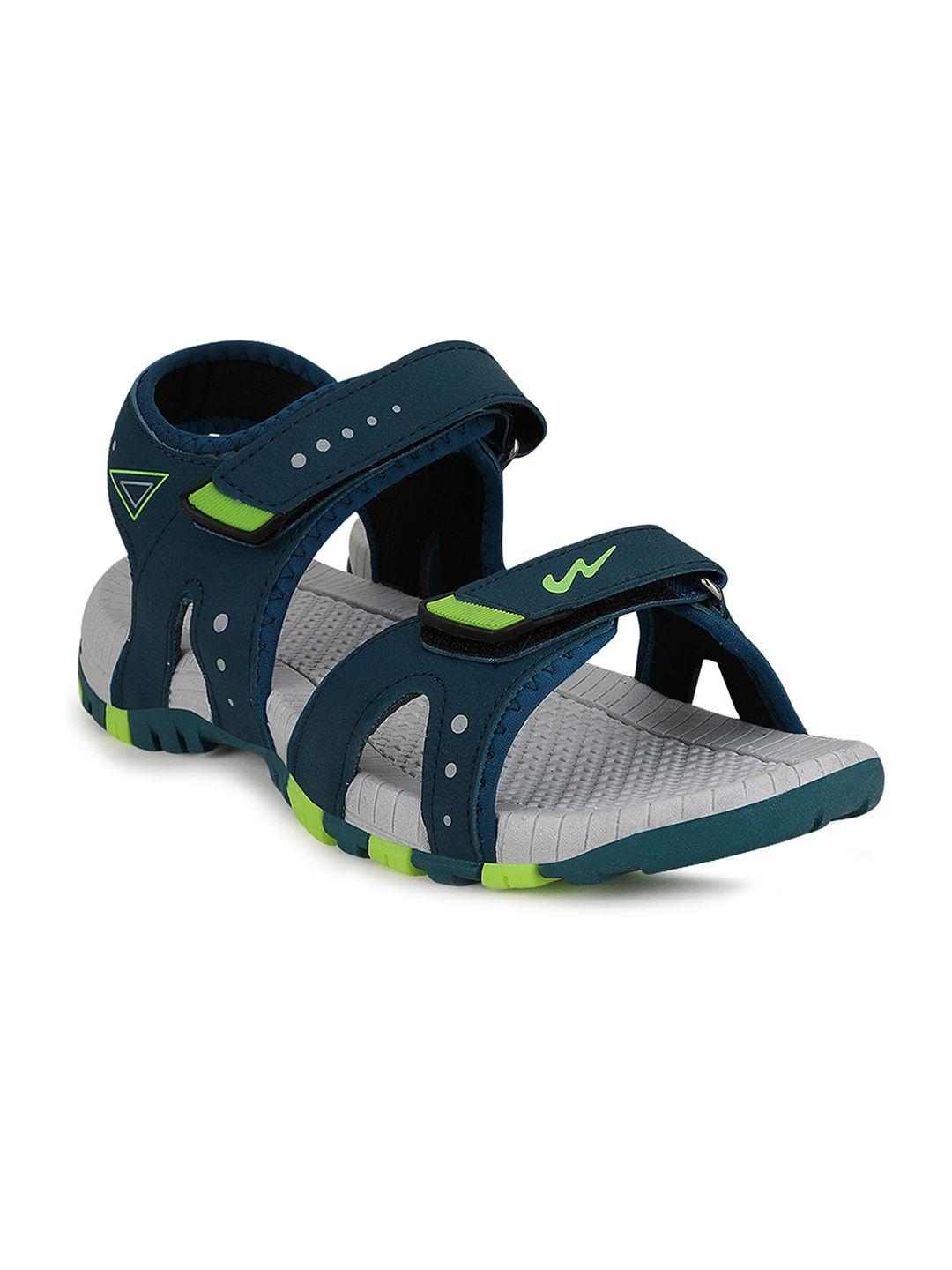 campus men blue & green solid sports sandals