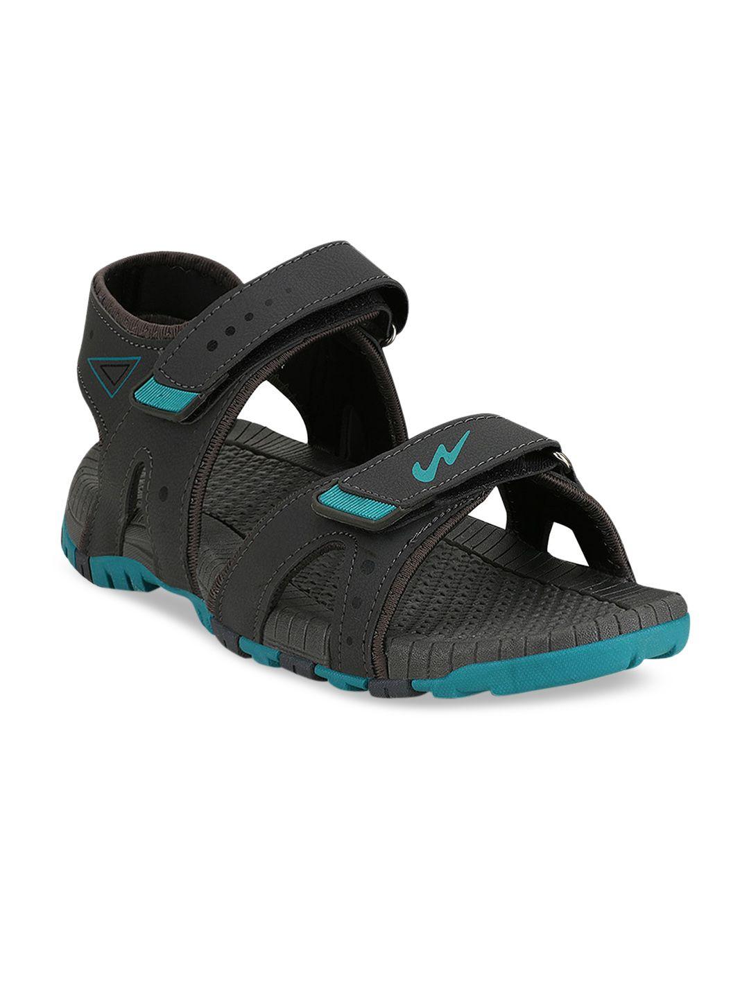 campus men grey & blue solid sports sandals