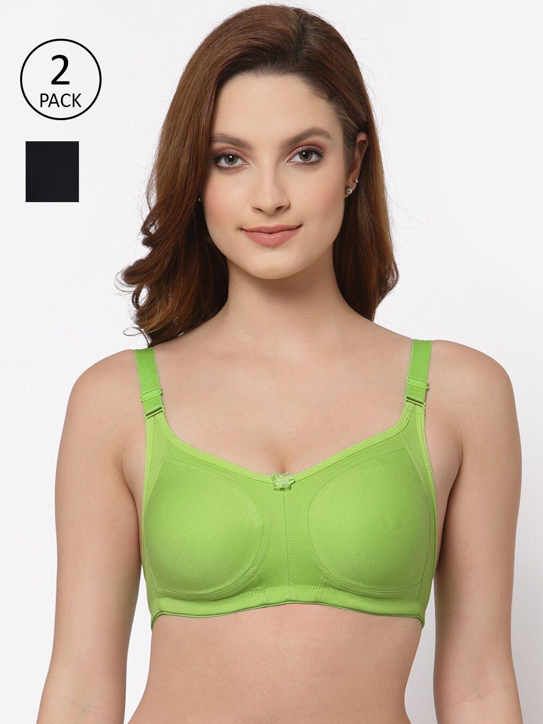 floret pack of 2 lime green & black bra