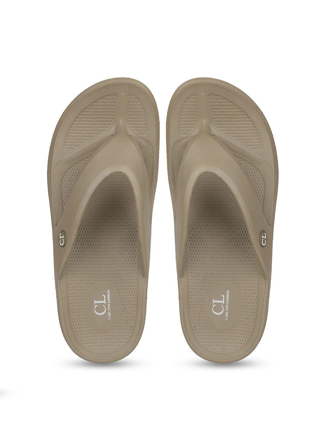 carlton london sports men beige & white thong flip-flops