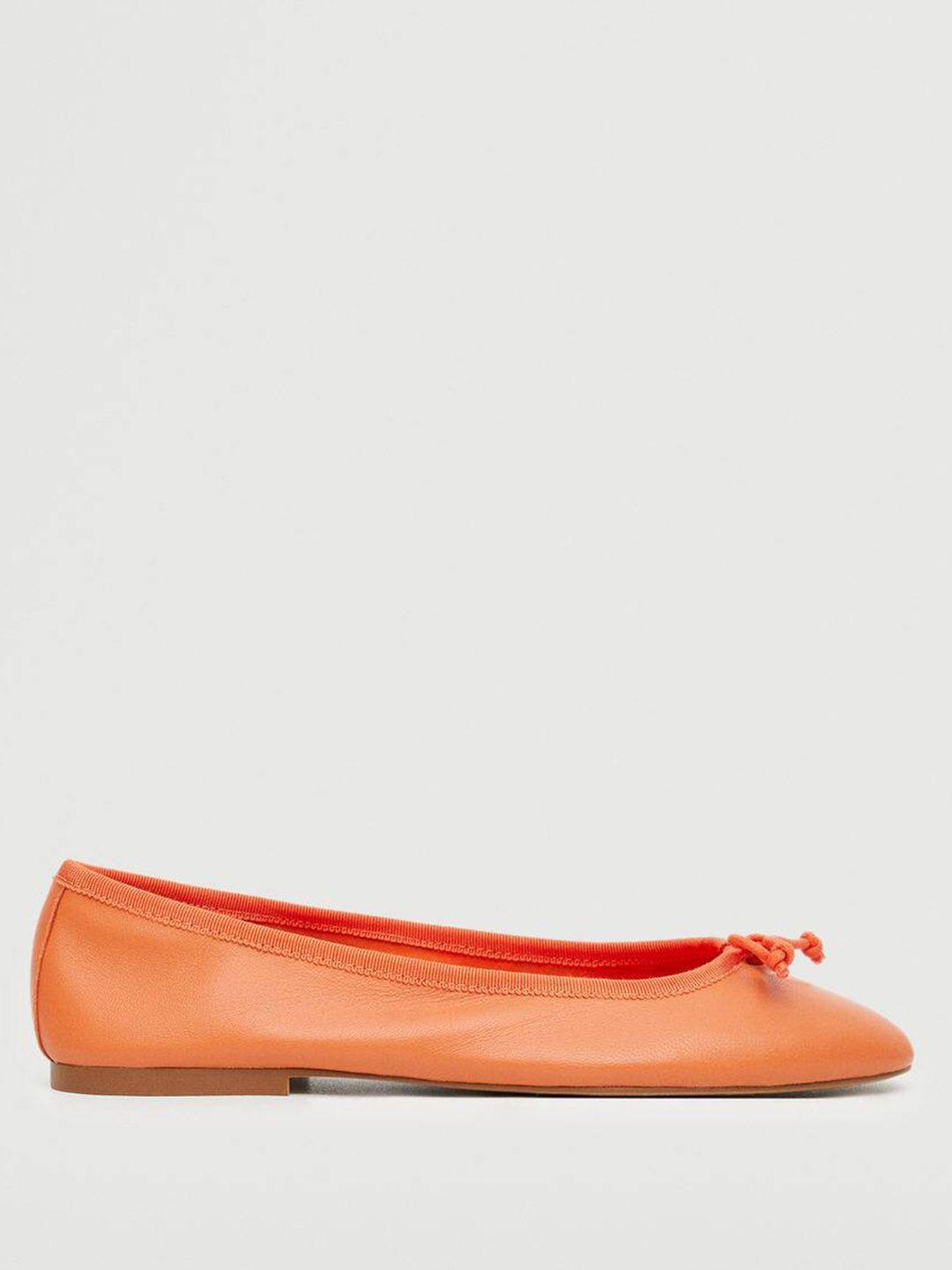 mango women orange ballerinas with bows