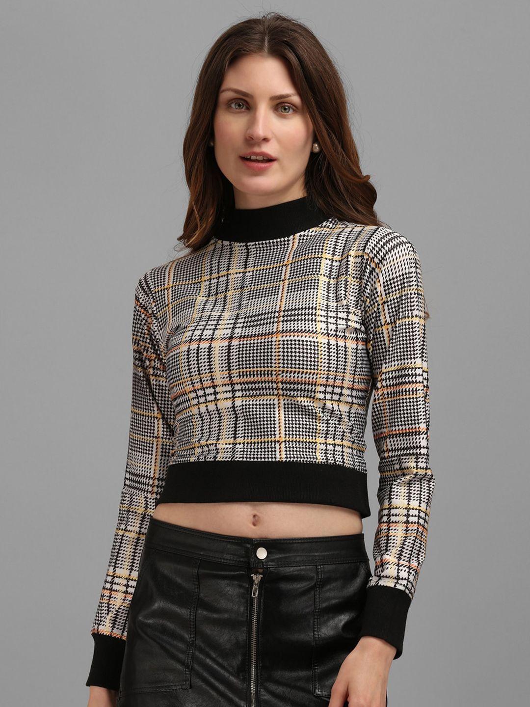 purvaja women beige checked crop top