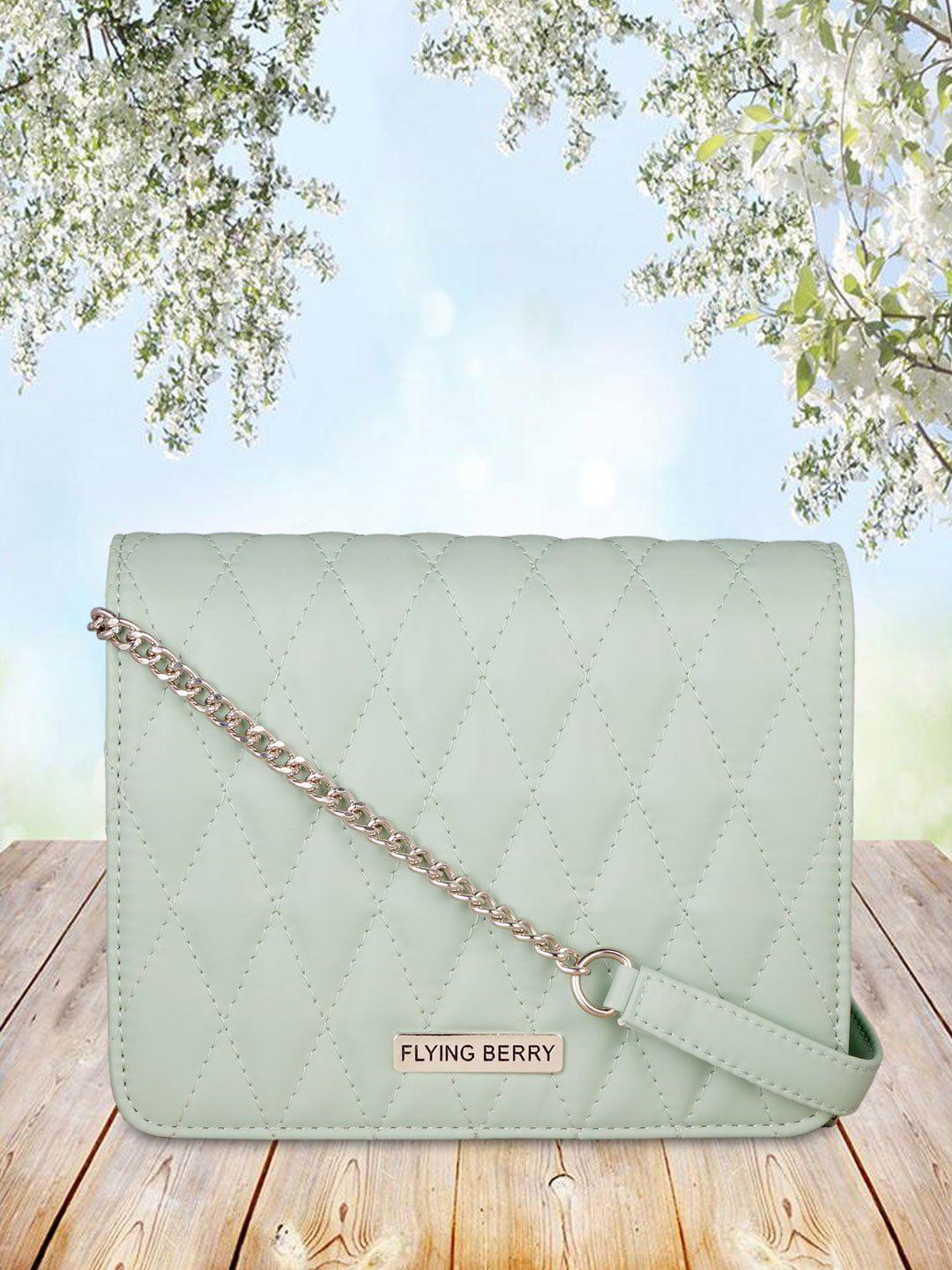 flying berry women green pu structured sling bag with quilted details