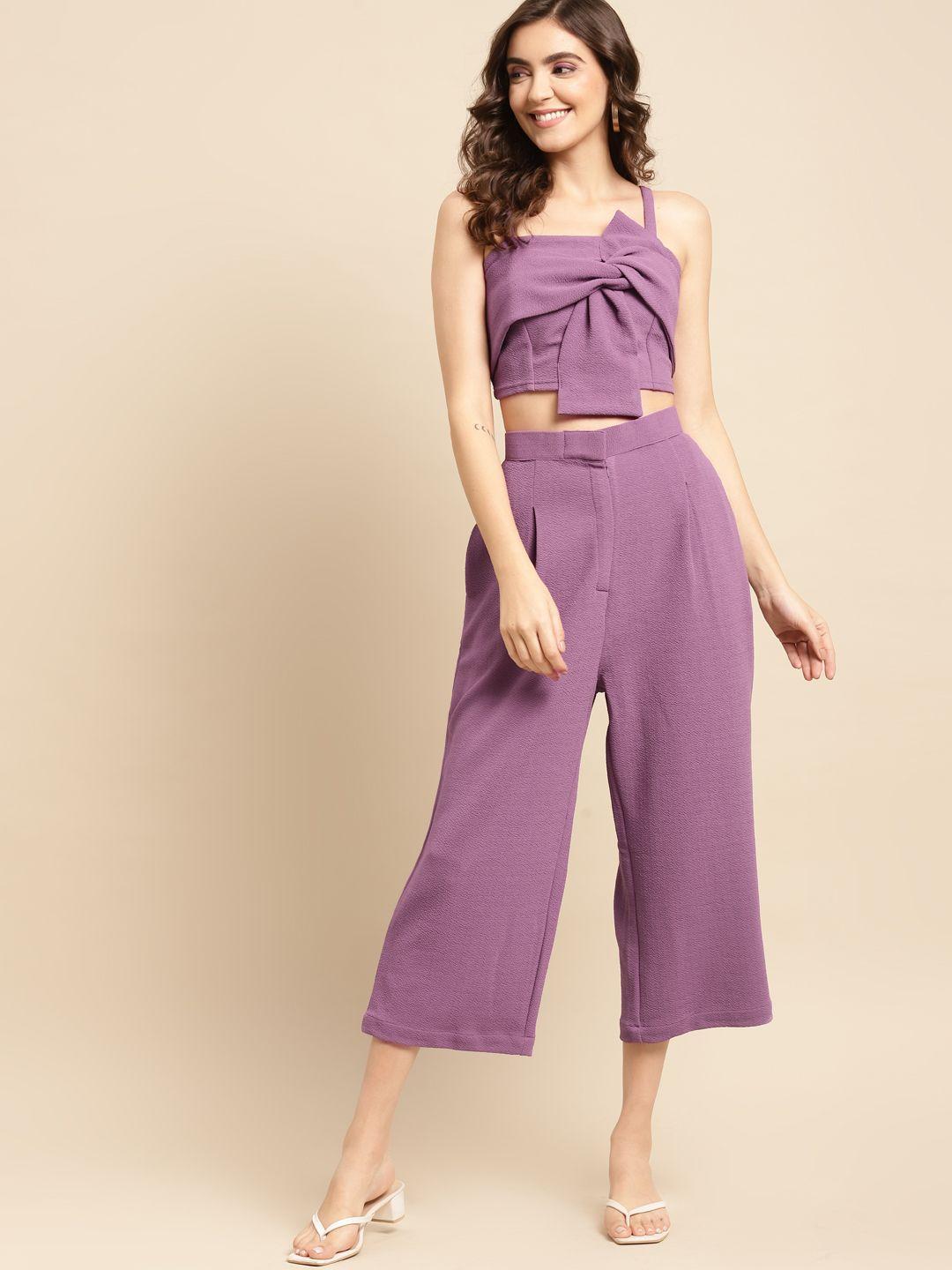 woowzerz women lavender textured co-ords set