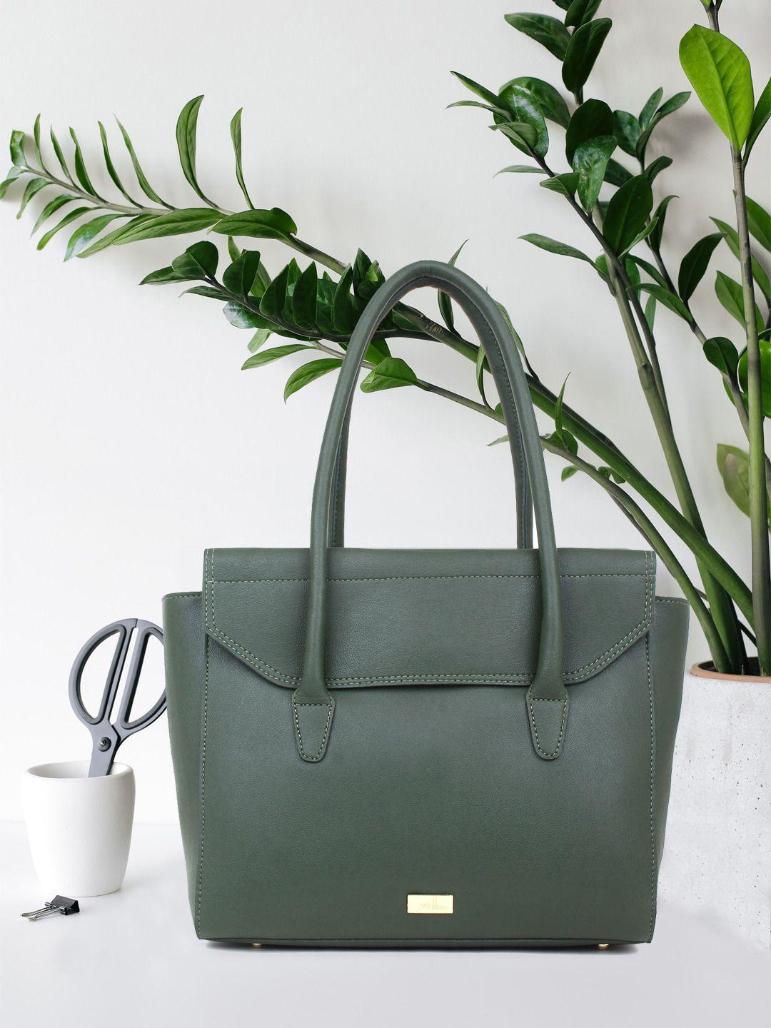 yelloe women green structured shoulder bag