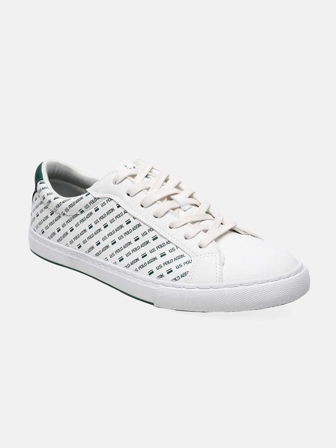 u s polo assn men off white printed pu sneakers