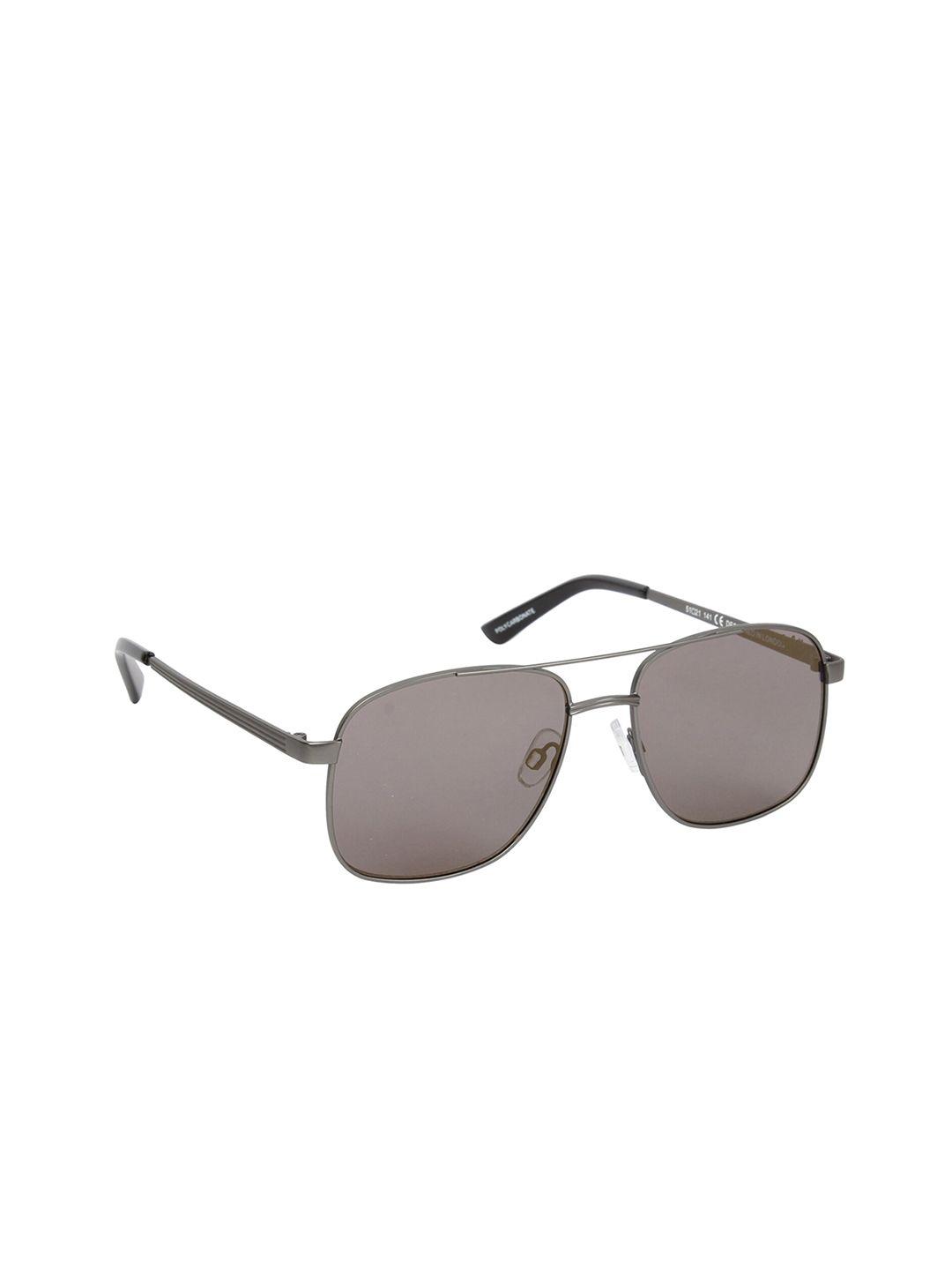 lee cooper men grey lens & gunmetal-toned square uv protected lens sunglasses