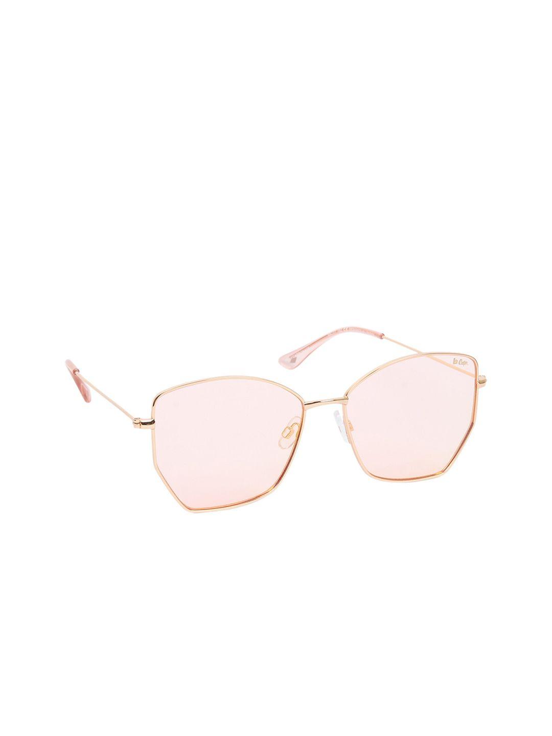 lee cooper women pink lens & gold-toned butterfly sunglasses with uv protected lens lc9177