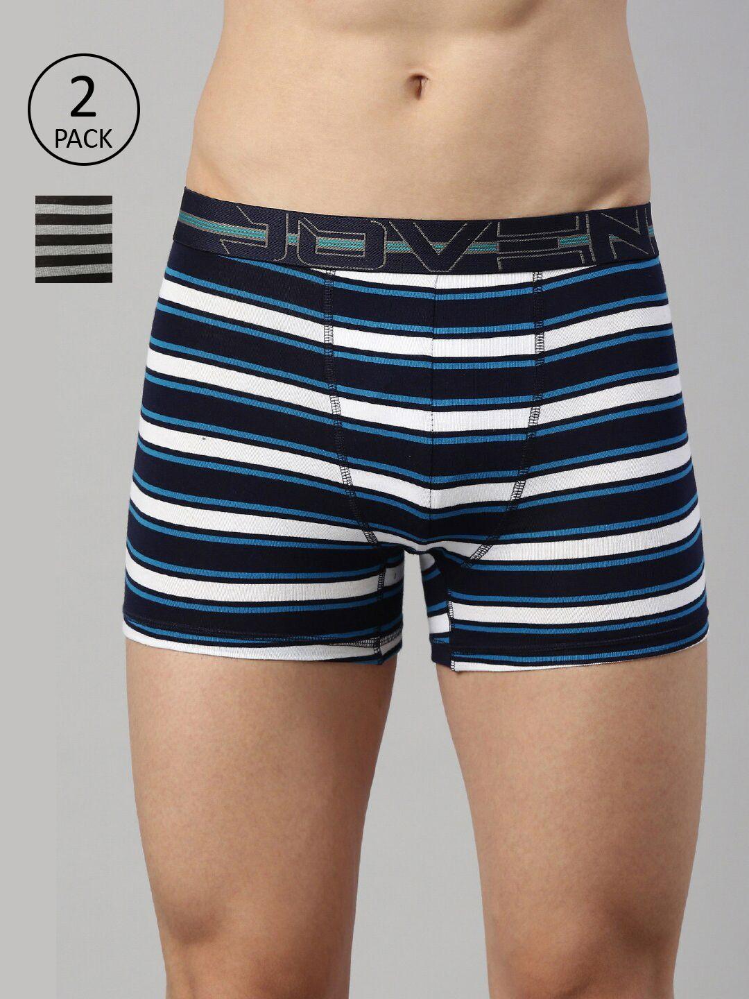 joven men pack of 2 black & grey striped trunks