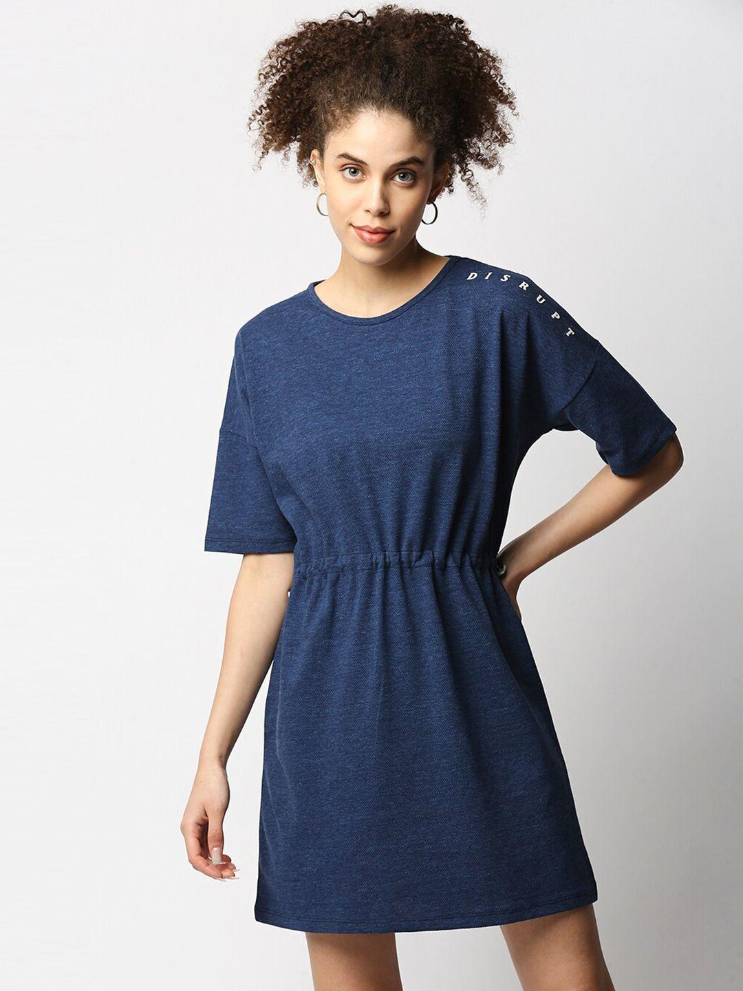 disrupt women blue jacquard a-line dress