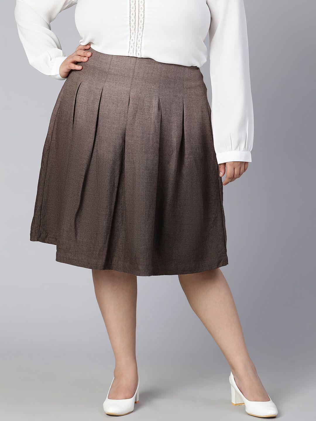 oxolloxo woman plus size brown plus size solid skirt