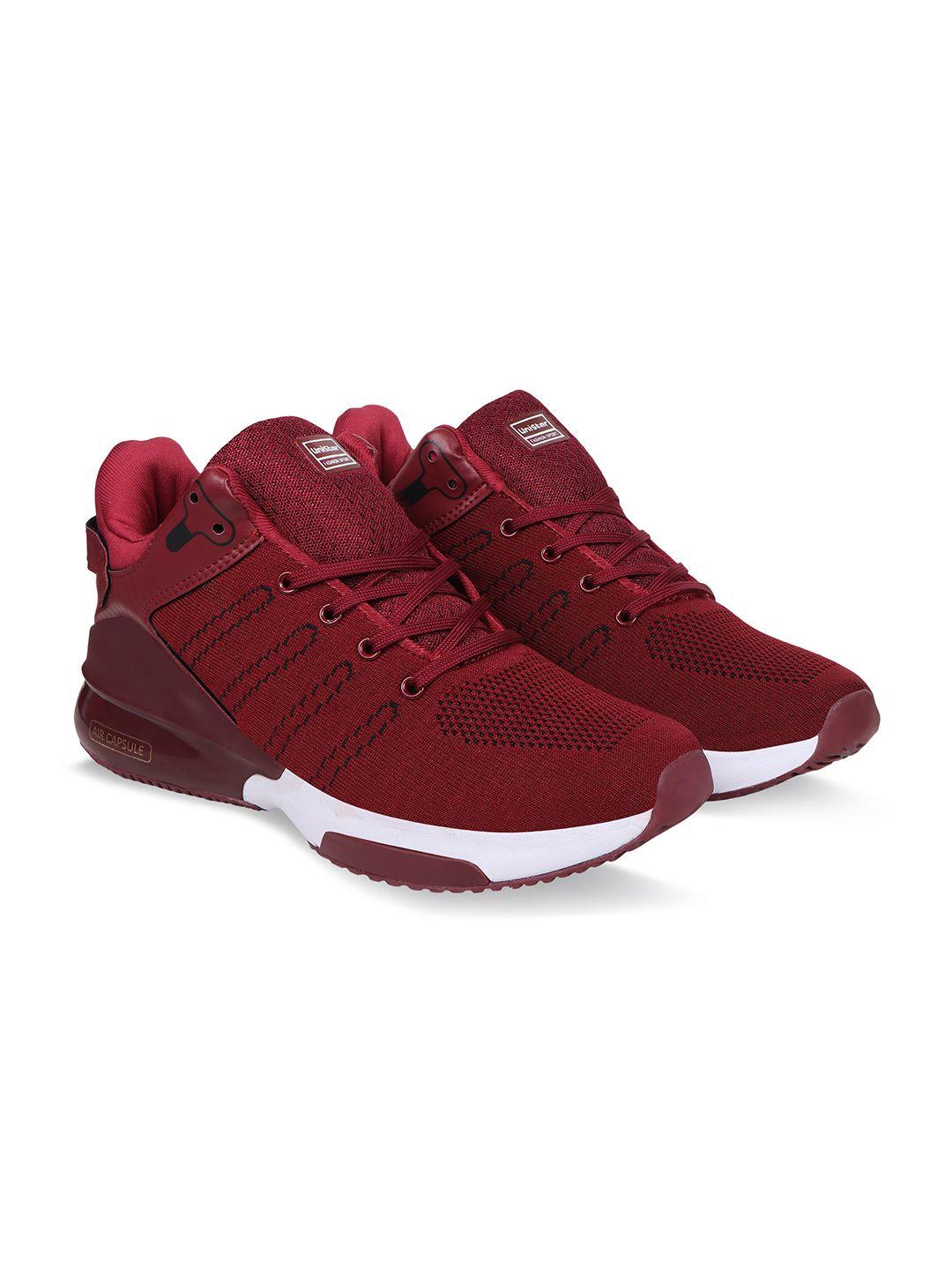 unistar men maroon mesh walking shoes