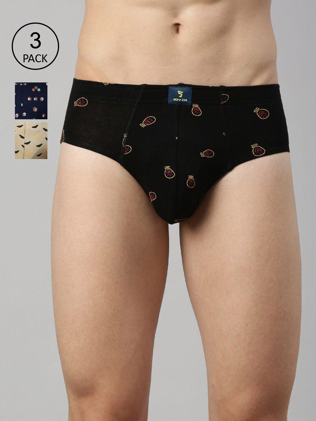 joven men men pack of 3 printed basic briefs 3baop-c5