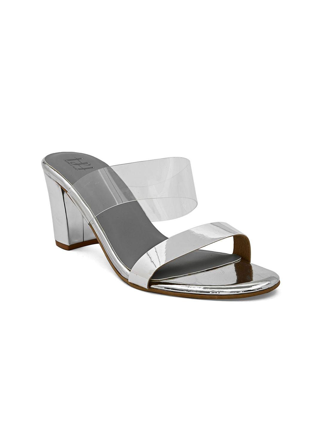 hydes n hues silver-toned block heels