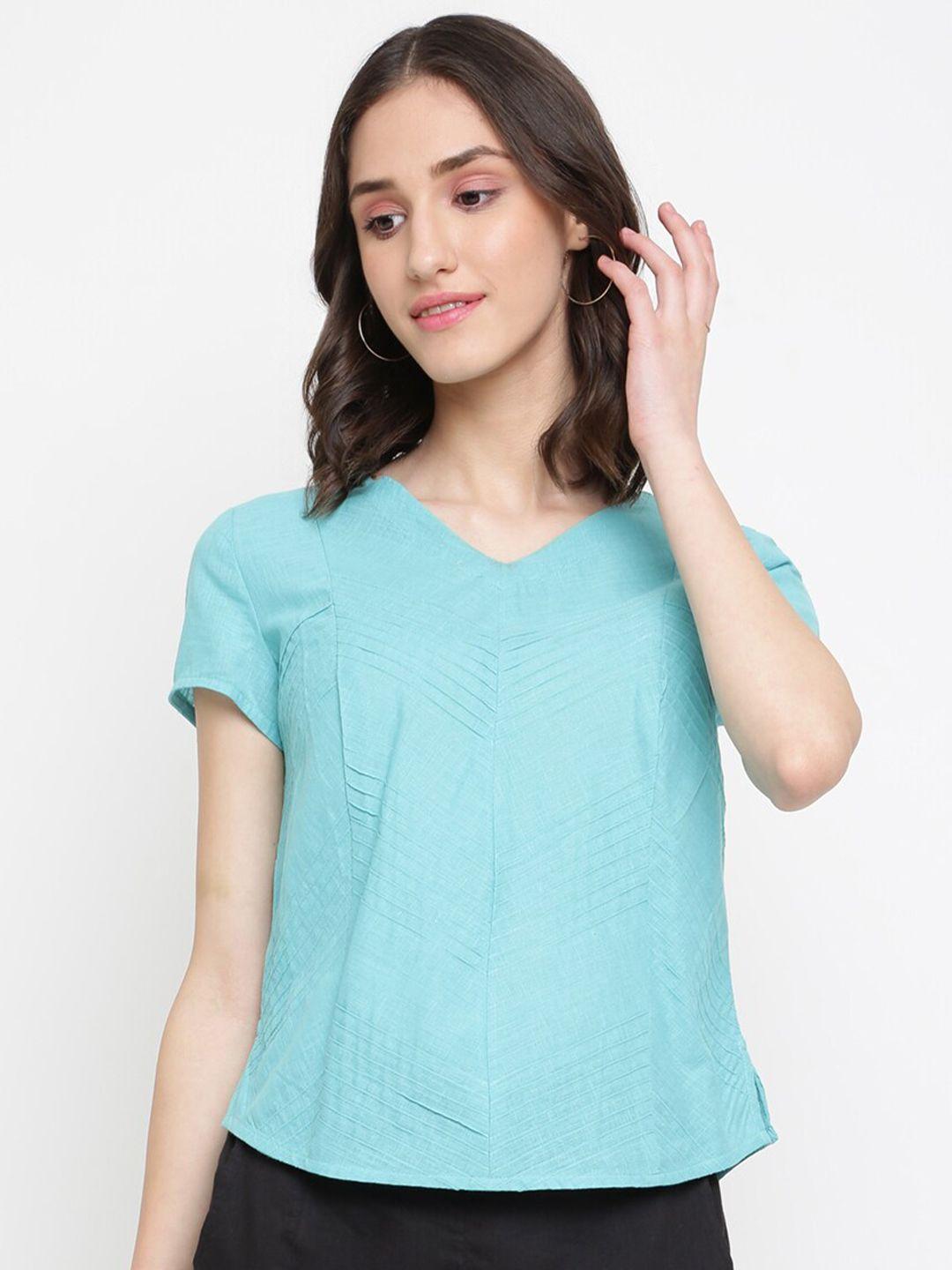 fabindia turquoise blue top