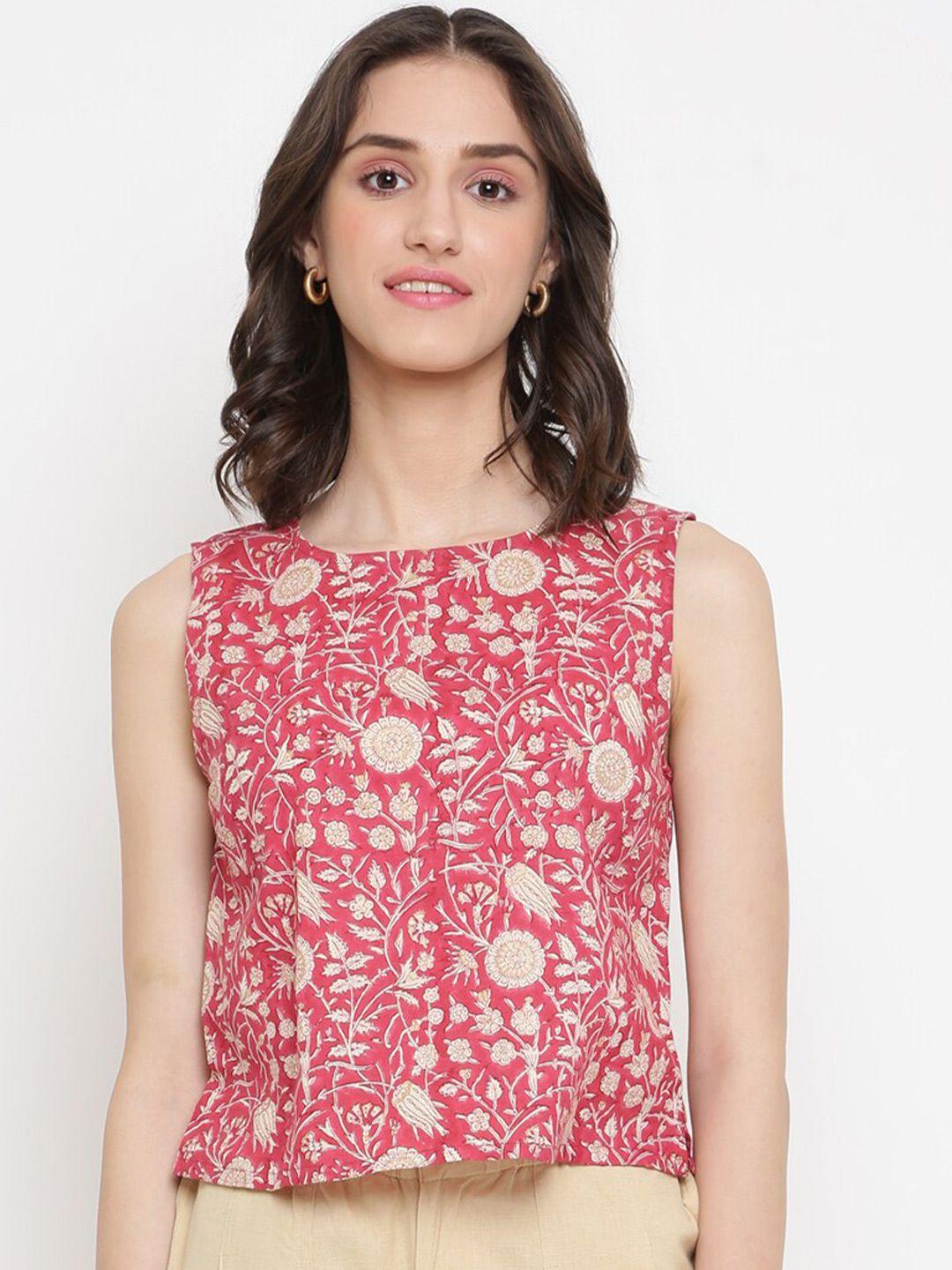 fabindia women red print top