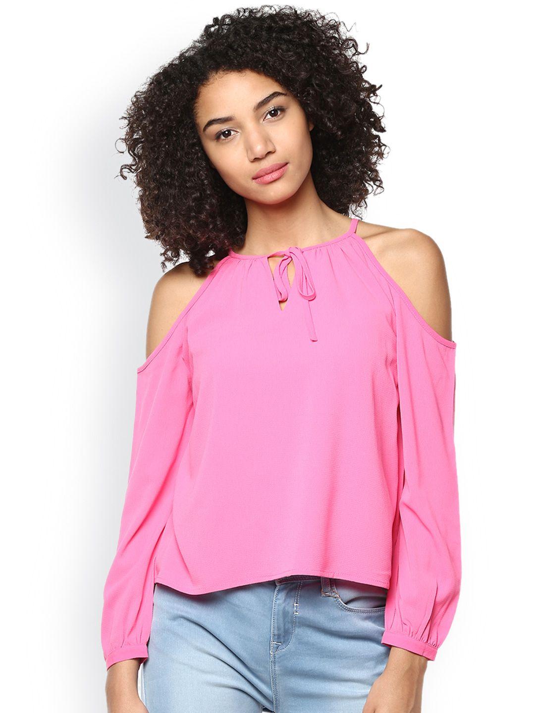 harpa pink cold-shoulder top