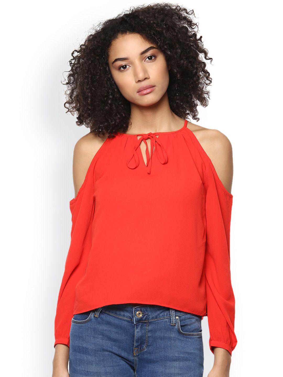 harpa red cold-shoulder top