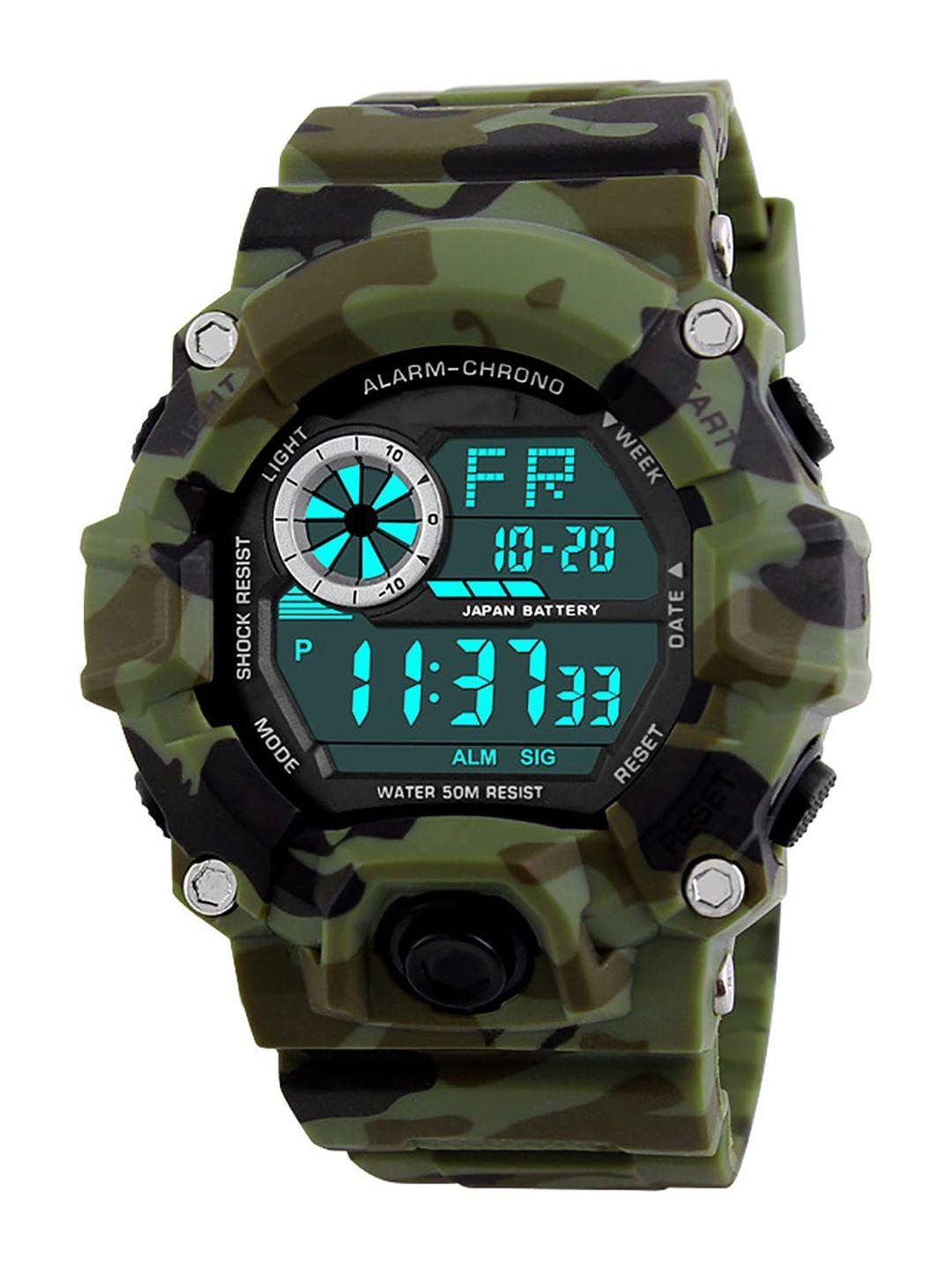 skmei men green dial & green straps digital waterproof chronograph watch skmei1019cg