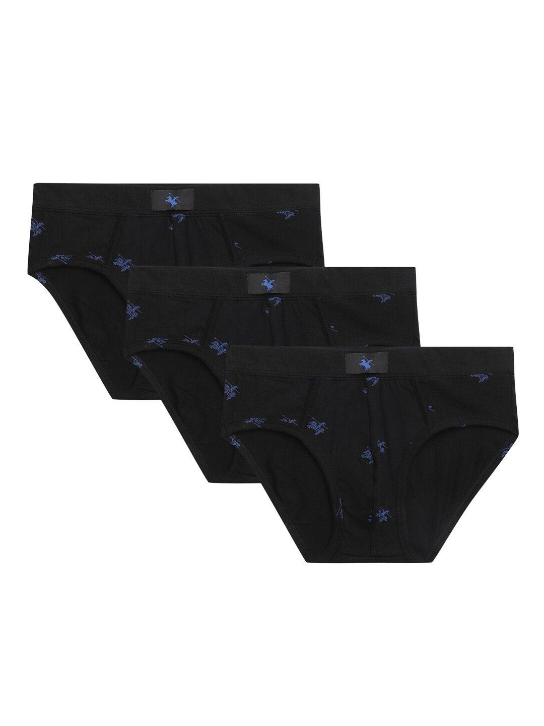 cantabil men assorted pack of 3 printed cotton briefs mbrf00004a-black_p3